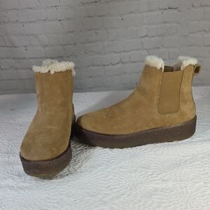 Madewell The Toasty Chelsea‎ Boot Suede Shearling Tan Size 8